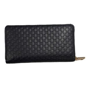 Gucci Microshima Zip Around Long Wallet Blue Leather Logo